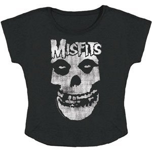 Impact Women’s Misfits Distressed Skull Dolman Fitted Black T Shirt