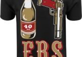 ShirtBANC Mens Golden Empire Shirt 40 Oz Bottle 9 MM Gold Gun ERS California Tee