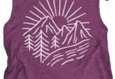 Hiking Mountain Tank Tops for Women Funny Pine Tree Sunrise Graphic Workout Tanks Summer Sleeveless Loose Fit Shirts Top…