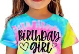 Birthday Girl Shirt Kids Toddler Girls Tie Dye Birthday T-Shirt Funny Bday Party Outfits Gift Summer Tee Tops 1-10Y