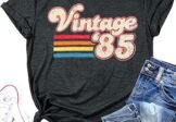 Vintage 1985 Shirt Women 40th Birthday Tshirt Forty Gift Shirts 40 Years of Birthday Party Tee Born in 1985 Novelty Top